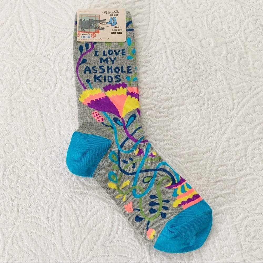 Blue Q Women's Crew Socks, Love My . . . Kids (Sizes 5-10)